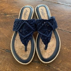 Lucky Brand~Macrame Cork Sandals~Navy~Sz 8
